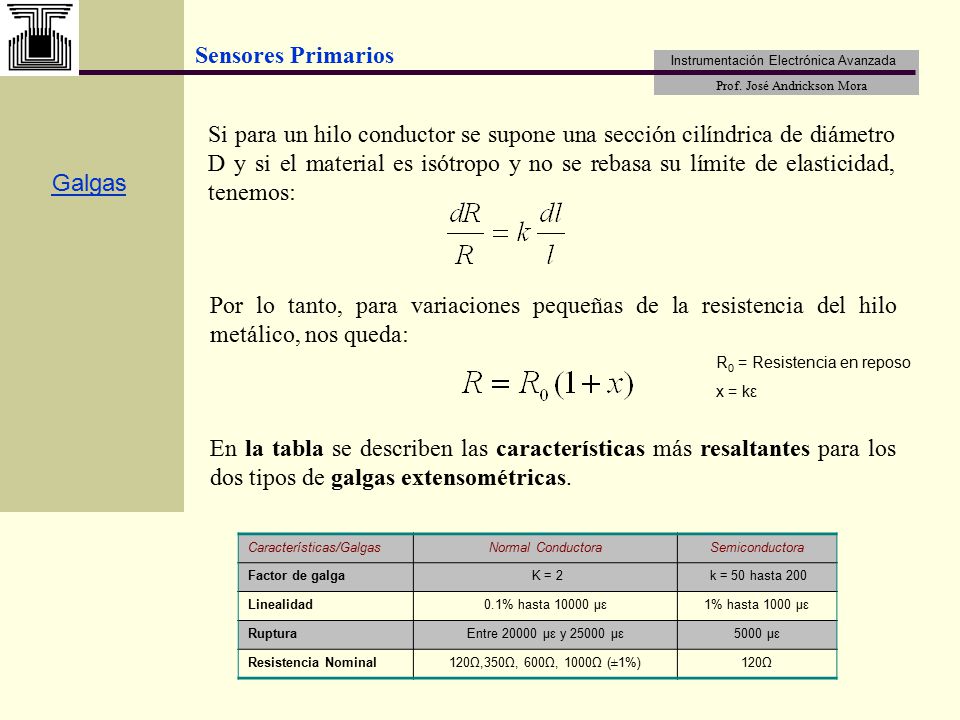 Si para un hilo conductor se supone una sección cilíndrica de diámetro D y si el material es isótropo y no se rebasa su límite de elasticidad, tenemos: