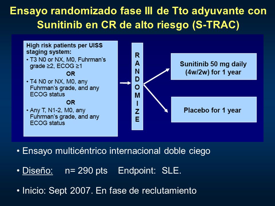 Ensayo randomizado fase III de Tto adyuvante con Sunitinib en CR de alto riesgo (S-TRAC)