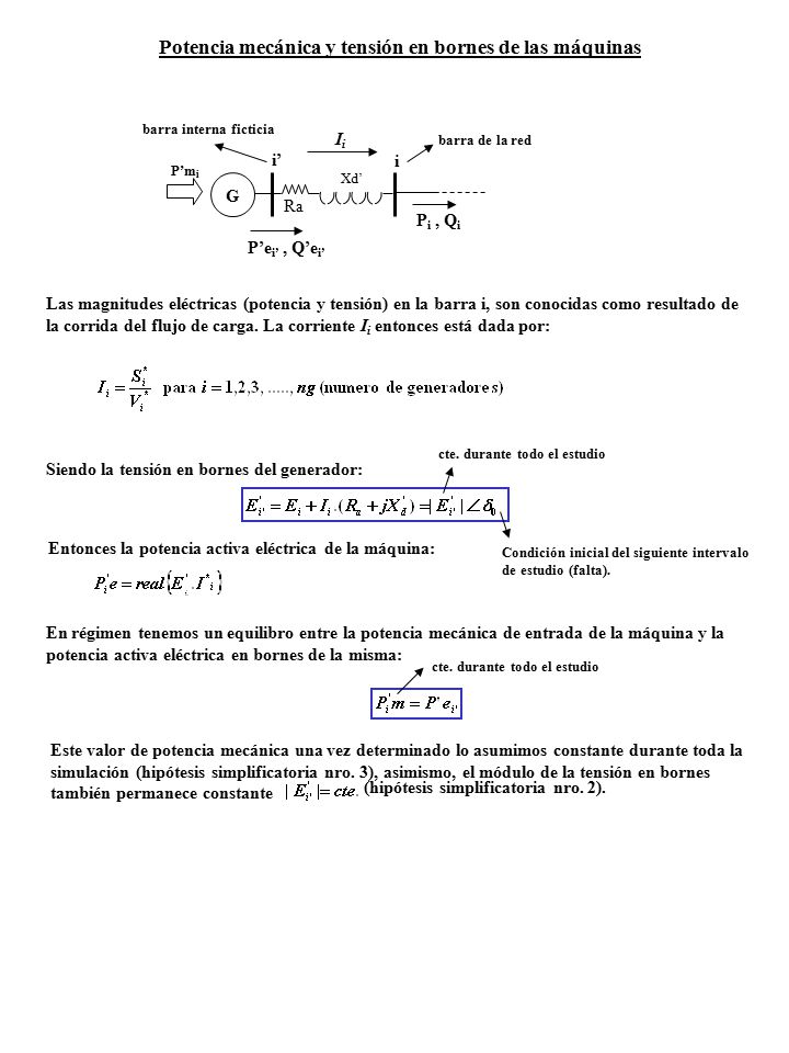 Potencia mecánica y tensión en bornes de las máquinas