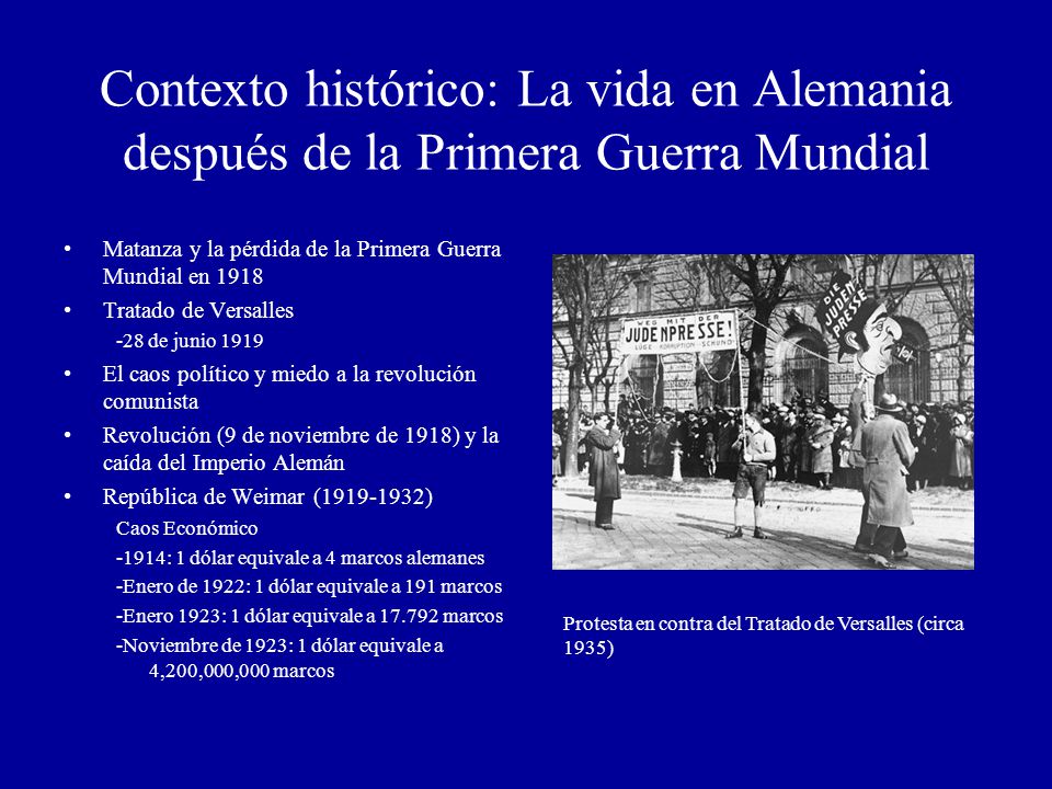 Contexto histórico: La vida en Alemania después de la Primera Guerra Mundial