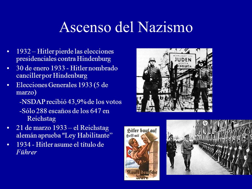 Ascenso del Nazismo 1932 – Hitler pierde las elecciones presidenciales contra Hindenburg.