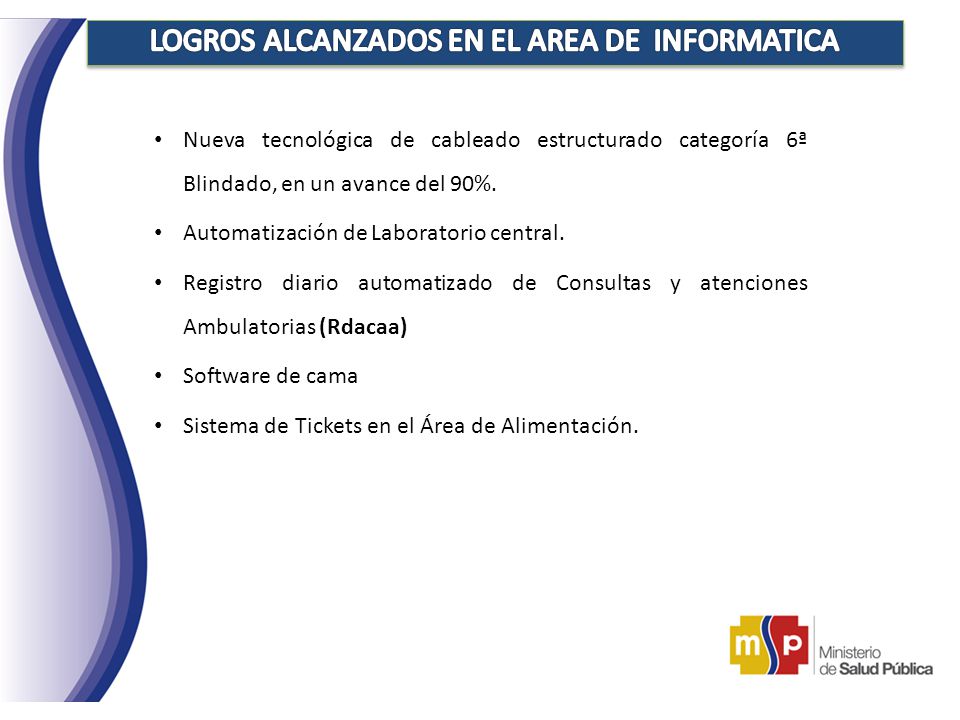LOGROS ALCANZADOS EN EL AREA DE INFORMATICA