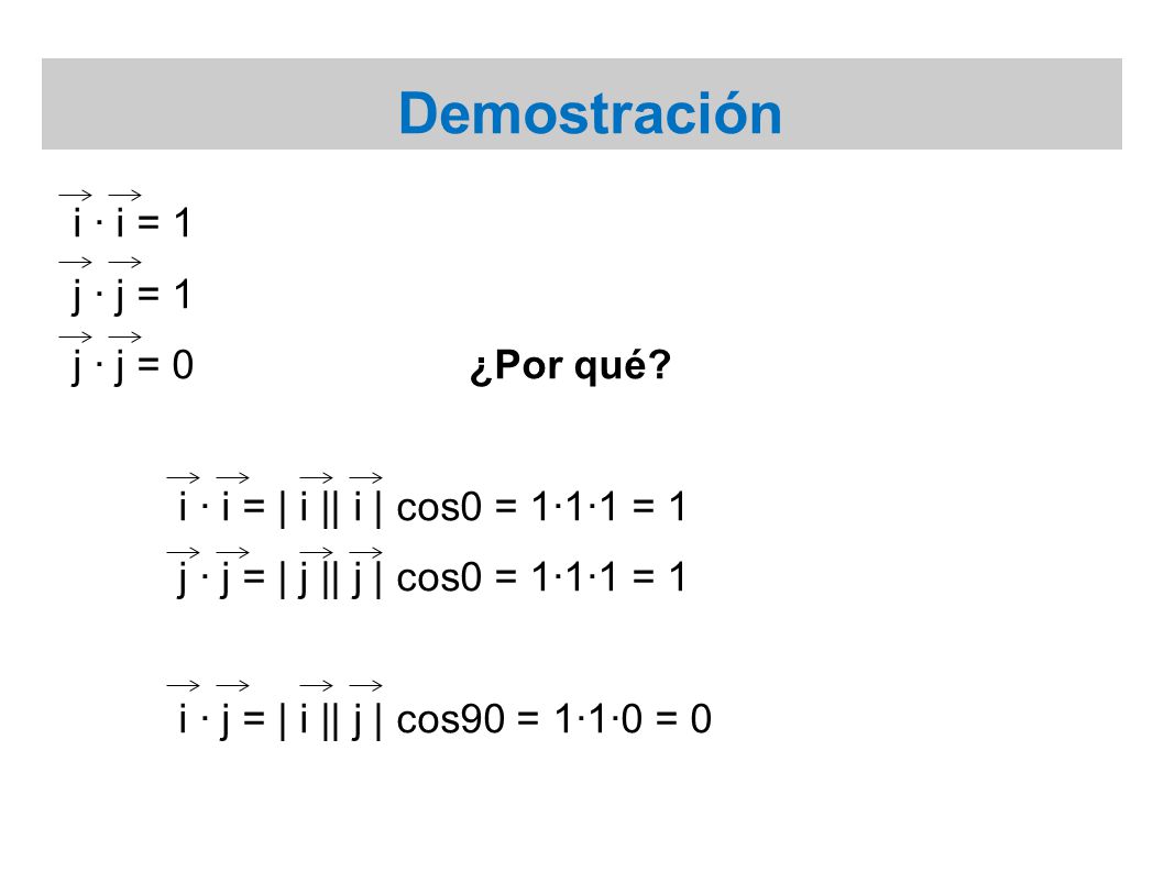Demostración i · i = 1 j · j = 1 j · j = 0 ¿Por qué