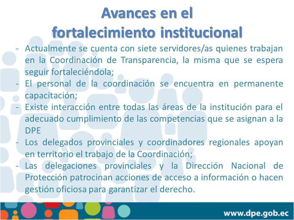 Avances en el fortalecimiento institucional