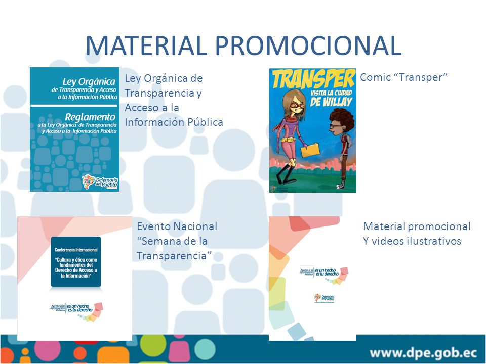 MATERIAL PROMOCIONAL Ley Orgánica de Transparencia y Acceso a la Información Pública. Comic Transper