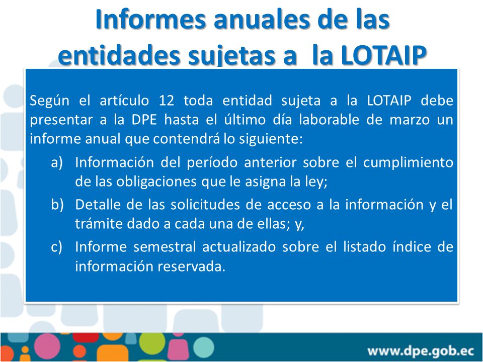 Informes anuales de las entidades sujetas a la LOTAIP