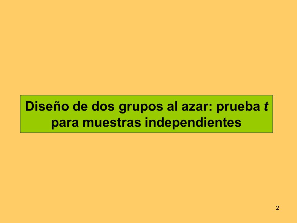 Diseño de dos grupos al azar: prueba t para muestras independientes