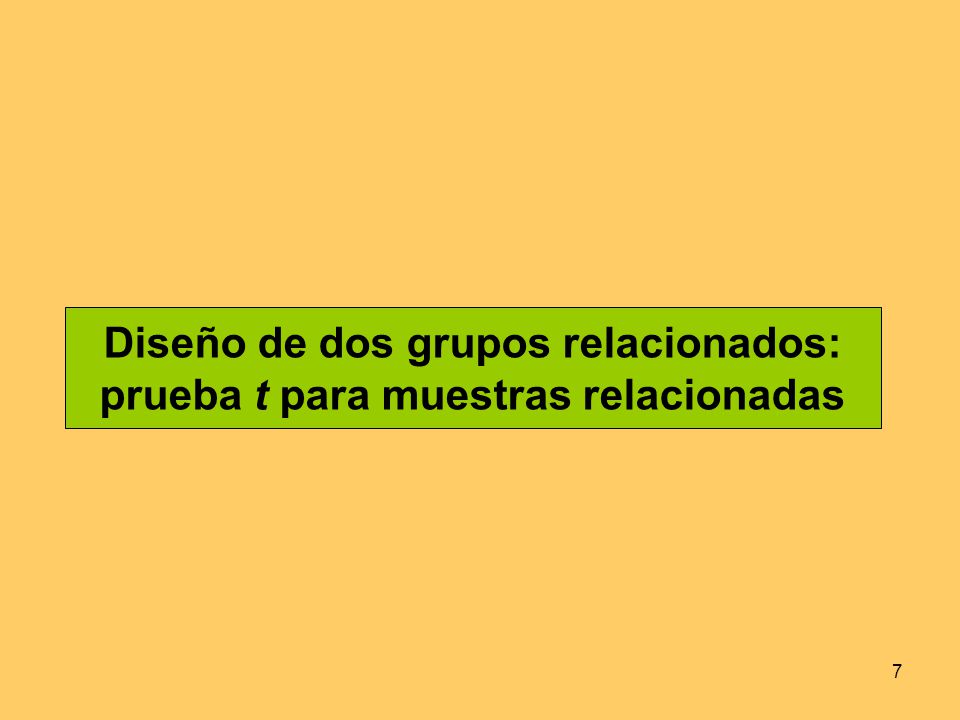 Diseño de dos grupos relacionados: prueba t para muestras relacionadas