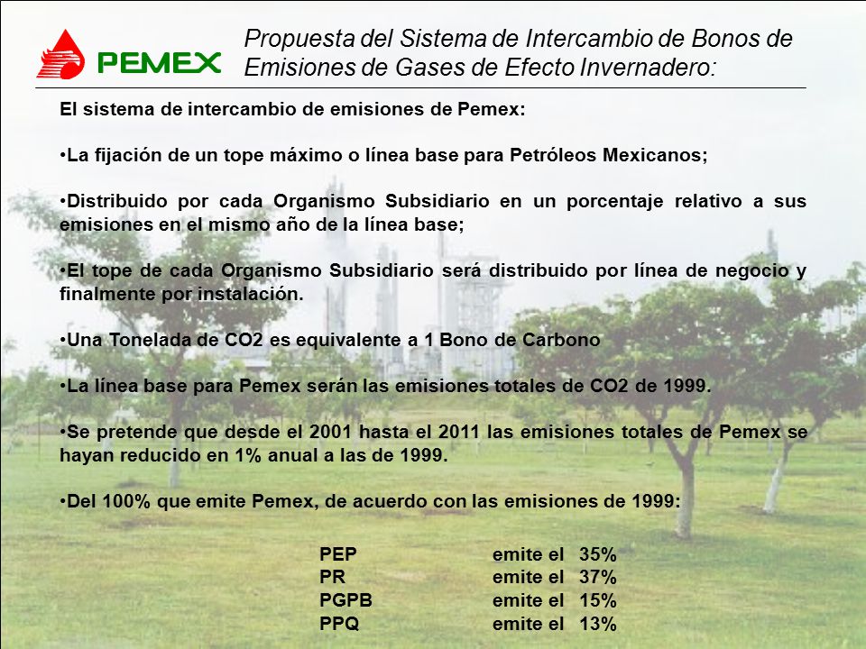Propuesta del Sistema de Intercambio de Bonos de Emisiones de Gases de Efecto Invernadero:
