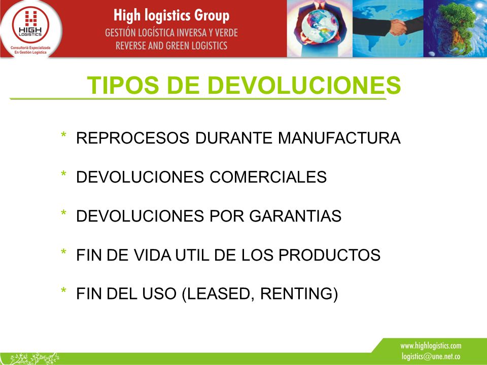 TIPOS DE DEVOLUCIONES * REPROCESOS DURANTE MANUFACTURA