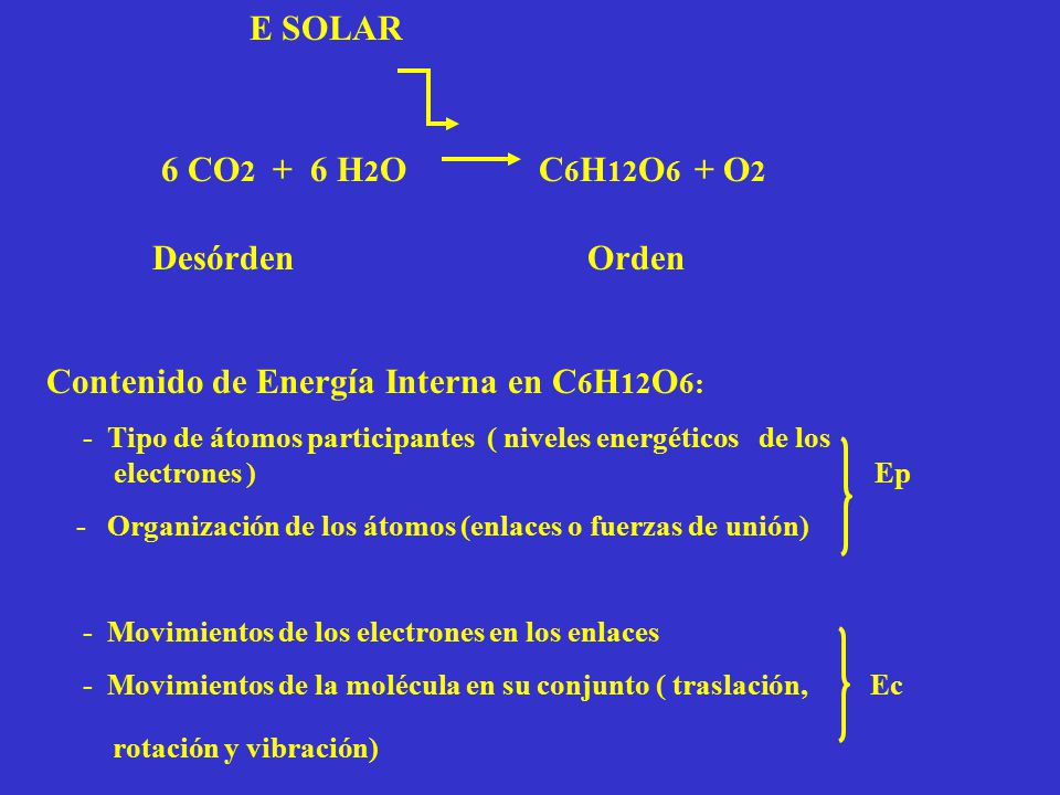 Contenido de Energía Interna en C6H12O6: