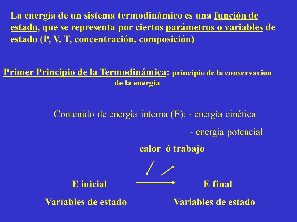 Contenido de energía interna (E): - energía cinética