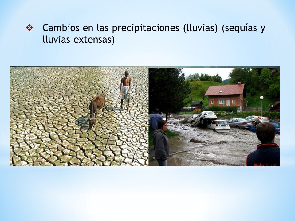 Cambios en las precipitaciones (lluvias) (sequías y lluvias extensas)