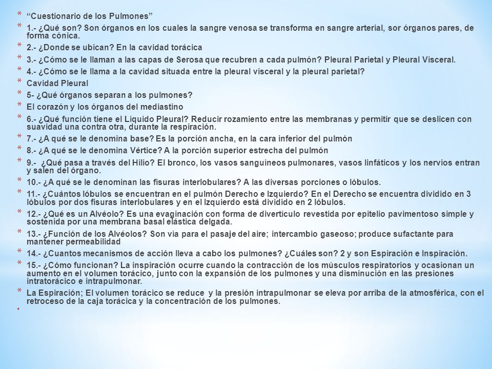 Cuestionario de los Pulmones