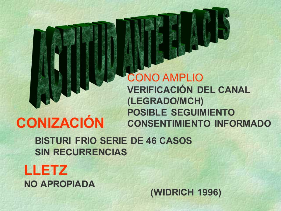 ACTITUD ANTE EL A C I S CONIZACIÓN LLETZ CONO AMPLIO
