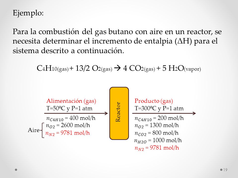 C4H10(gas) + 13/2 O2(gas)  4 CO2(gas) + 5 H2O(vapor)