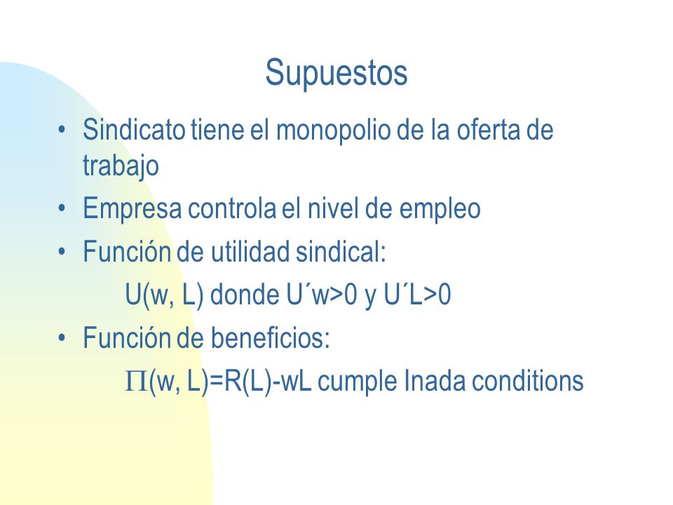 Supuestos Sindicato tiene el monopolio de la oferta de trabajo