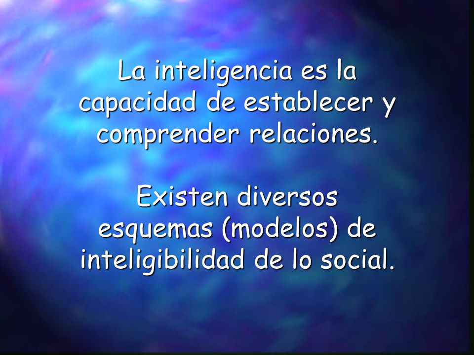 La inteligencia es la capacidad de establecer y comprender relaciones.
