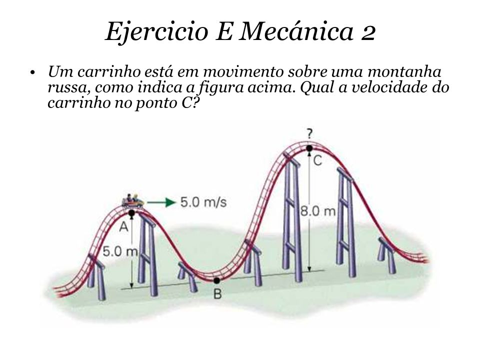 Ejercicio E Mecánica 2 Um carrinho está em movimento sobre uma montanha russa, como indica a figura acima.