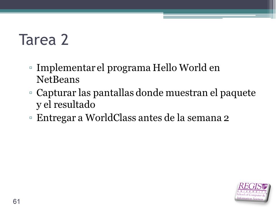 Tarea 2 Implementar el programa Hello World en NetBeans