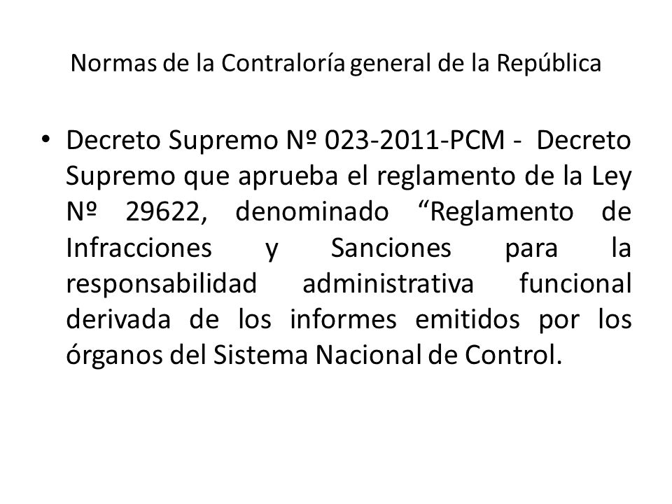 Normas de la Contraloría general de la República