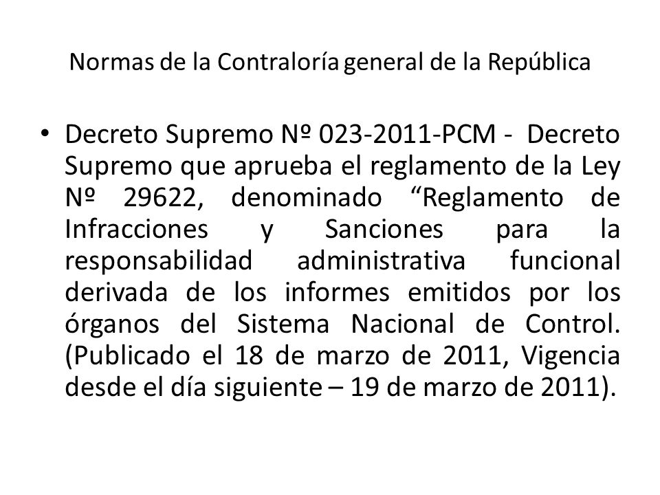 Normas de la Contraloría general de la República