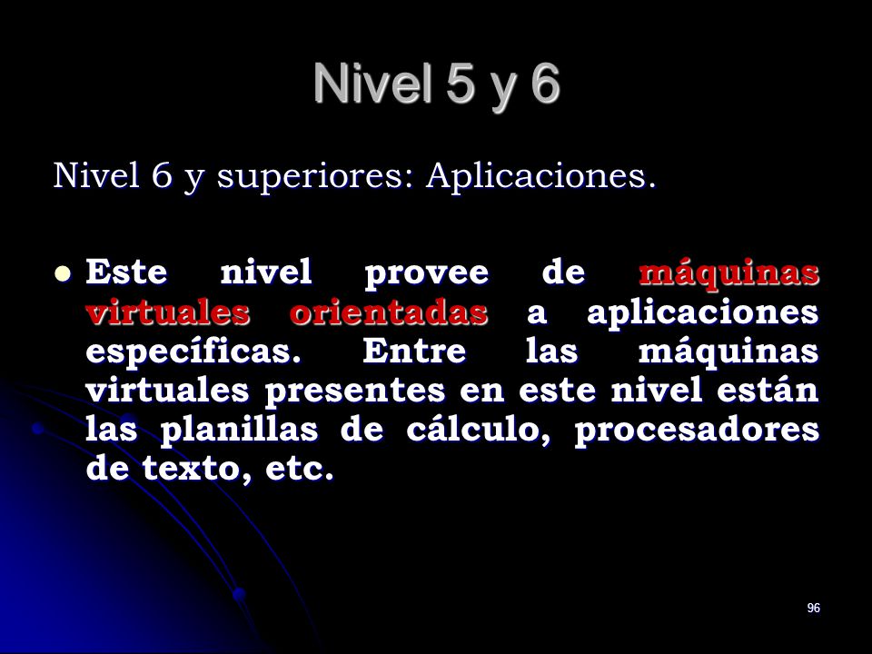 Nivel 5 y 6 Nivel 6 y superiores: Aplicaciones.
