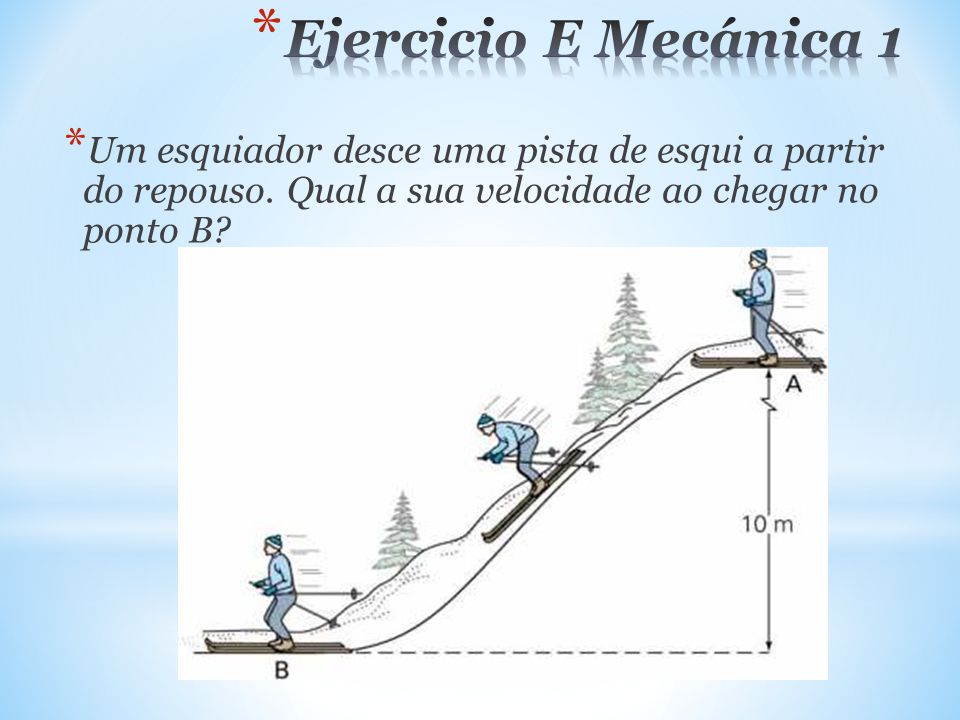 Ejercicio E Mecánica 1 Um esquiador desce uma pista de esqui a partir do repouso.