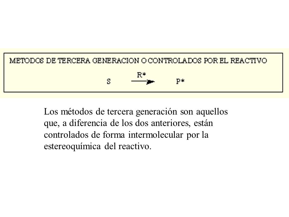 Los métodos de tercera generación son aquellos que, a diferencia de los dos anteriores, están controlados de forma intermolecular por la estereoquímica del reactivo.