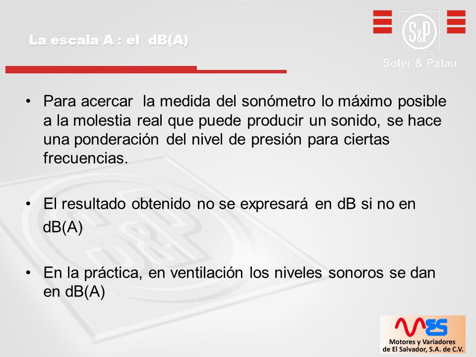El resultado obtenido no se expresará en dB si no en dB(A)