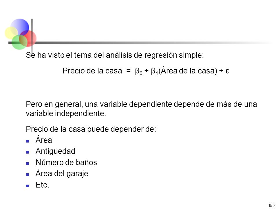 Precio de la casa = β0 + β1(Área de la casa) + ε
