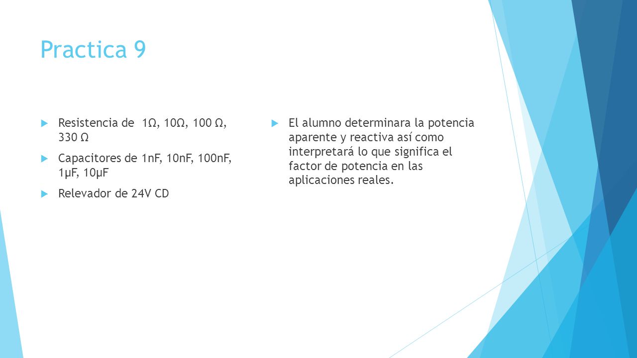 Practica 9 Resistencia de 1Ω, 10Ω, 100 Ω, 330 Ω