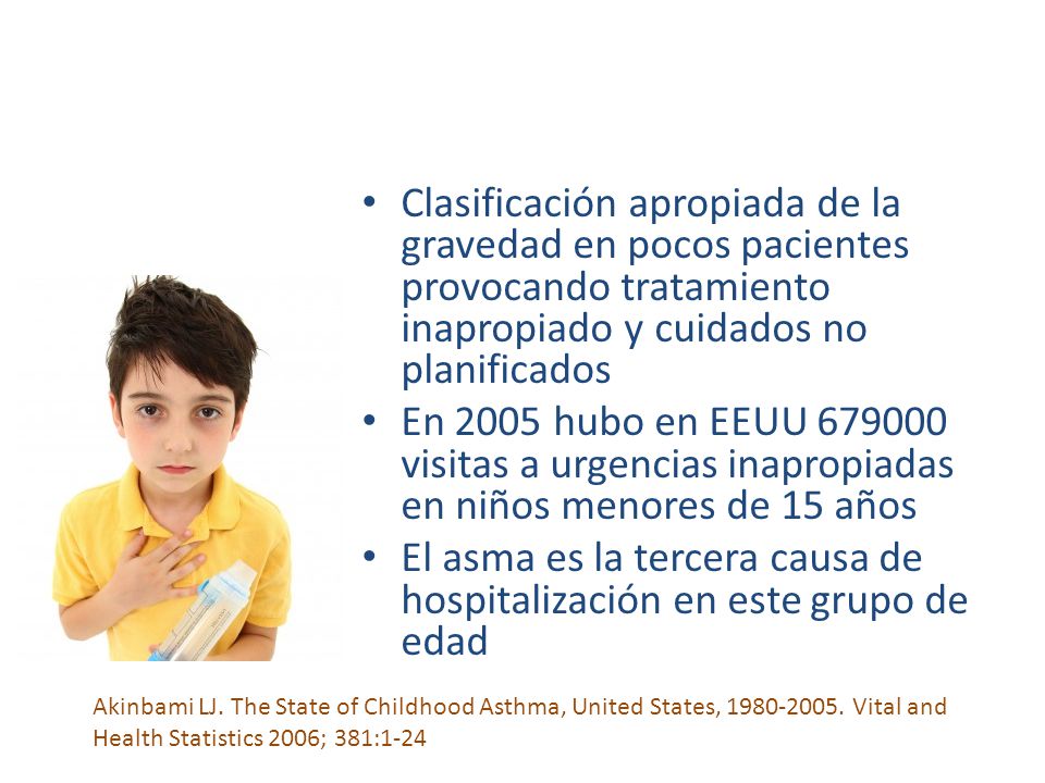 El asma es la tercera causa de hospitalización en este grupo de edad