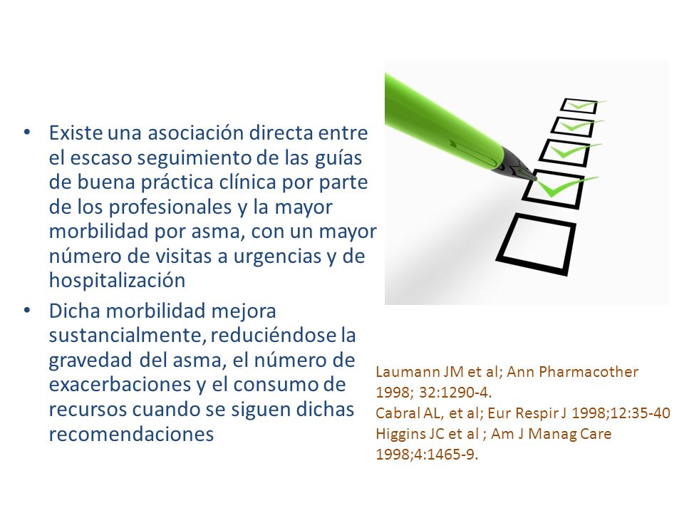 Existe una asociación directa entre el escaso seguimiento de las guías de buena práctica clínica por parte de los profesionales y la mayor morbilidad por asma, con un mayor número de visitas a urgencias y de hospitalización