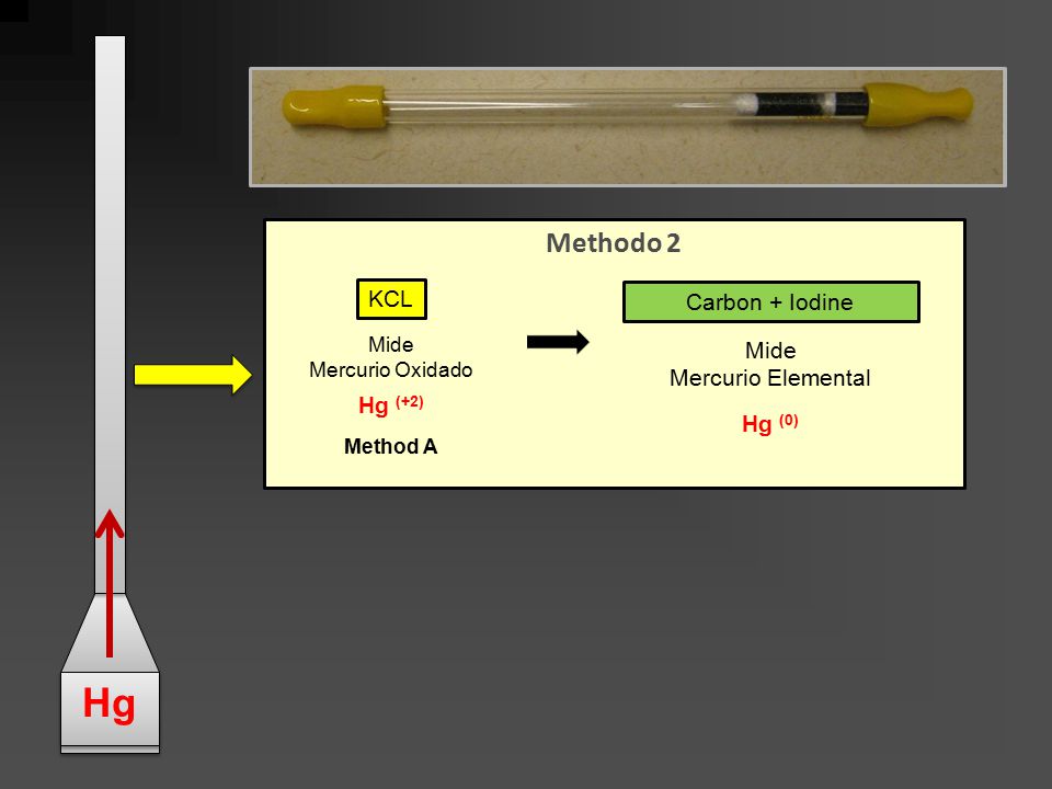 Hg Methodo 2 KCL Carbon + Iodine Mide Mercurio Elemental Hg (+2)