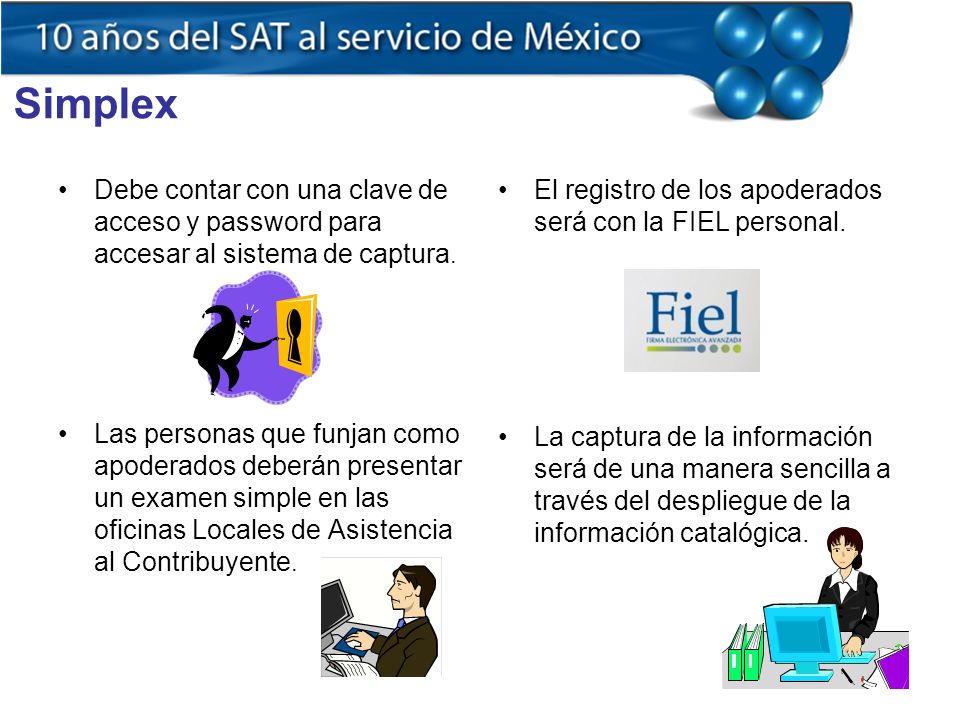 Simplex Debe contar con una clave de acceso y password para accesar al sistema de captura.