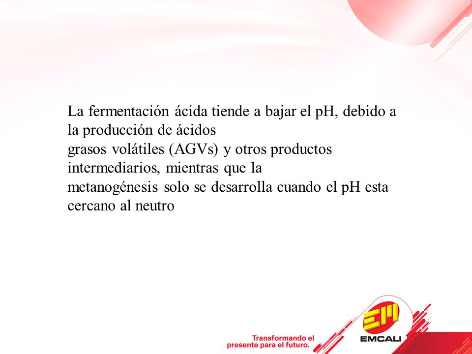 La fermentación ácida tiende a bajar el pH, debido a la producción de ácidos