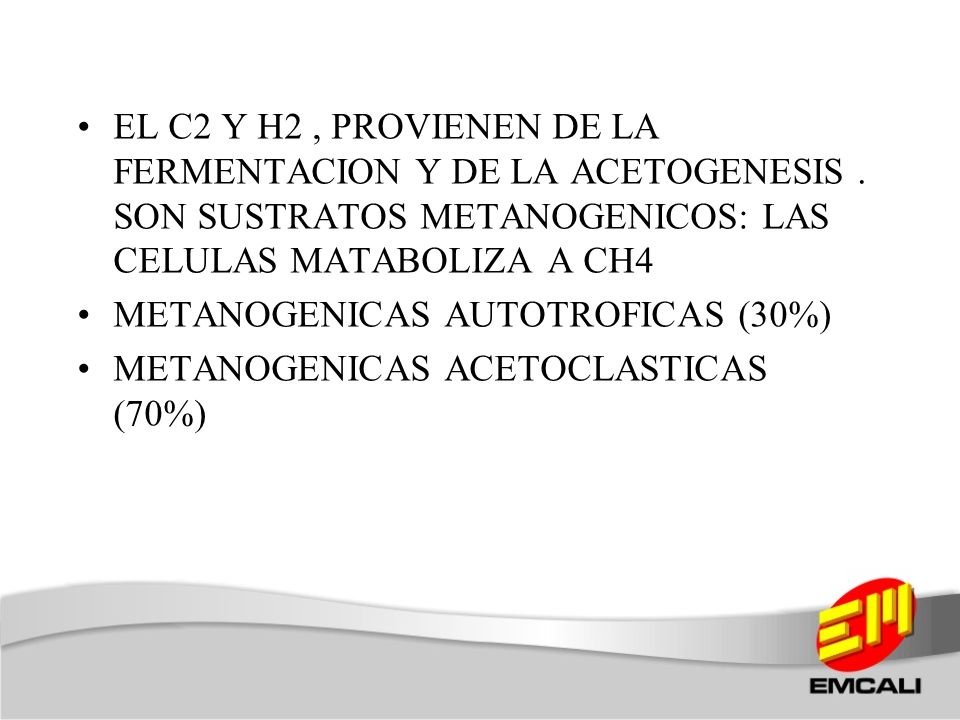 EL C2 Y H2 , PROVIENEN DE LA FERMENTACION Y DE LA ACETOGENESIS
