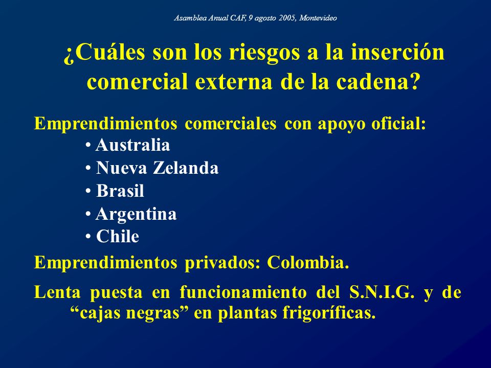 ¿Cuáles son los riesgos a la inserción comercial externa de la cadena