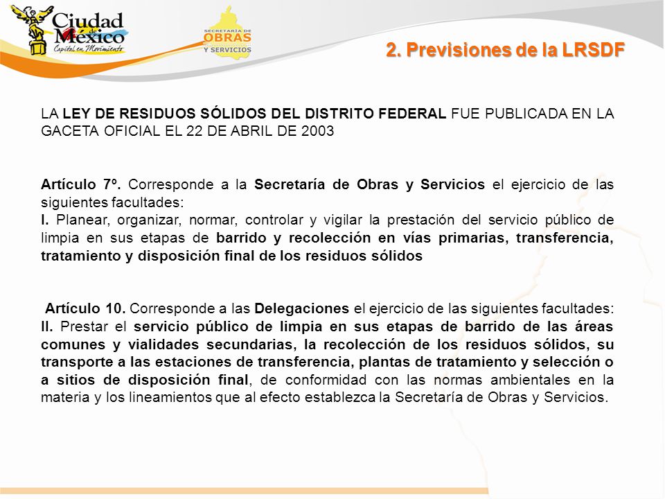 2. Previsiones de la LRSDF