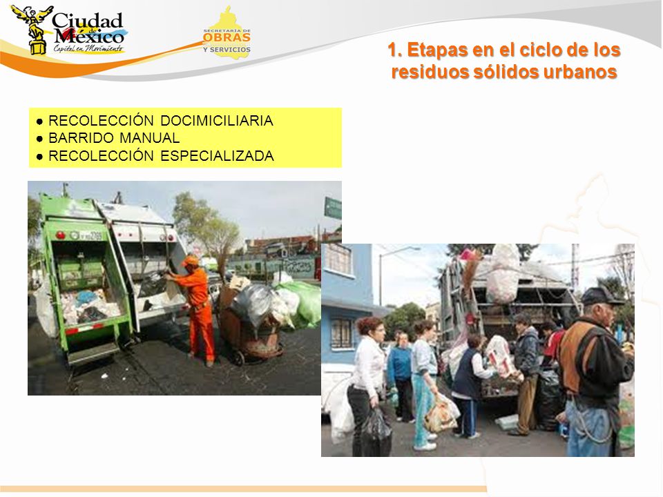 1. Etapas en el ciclo de los residuos sólidos urbanos