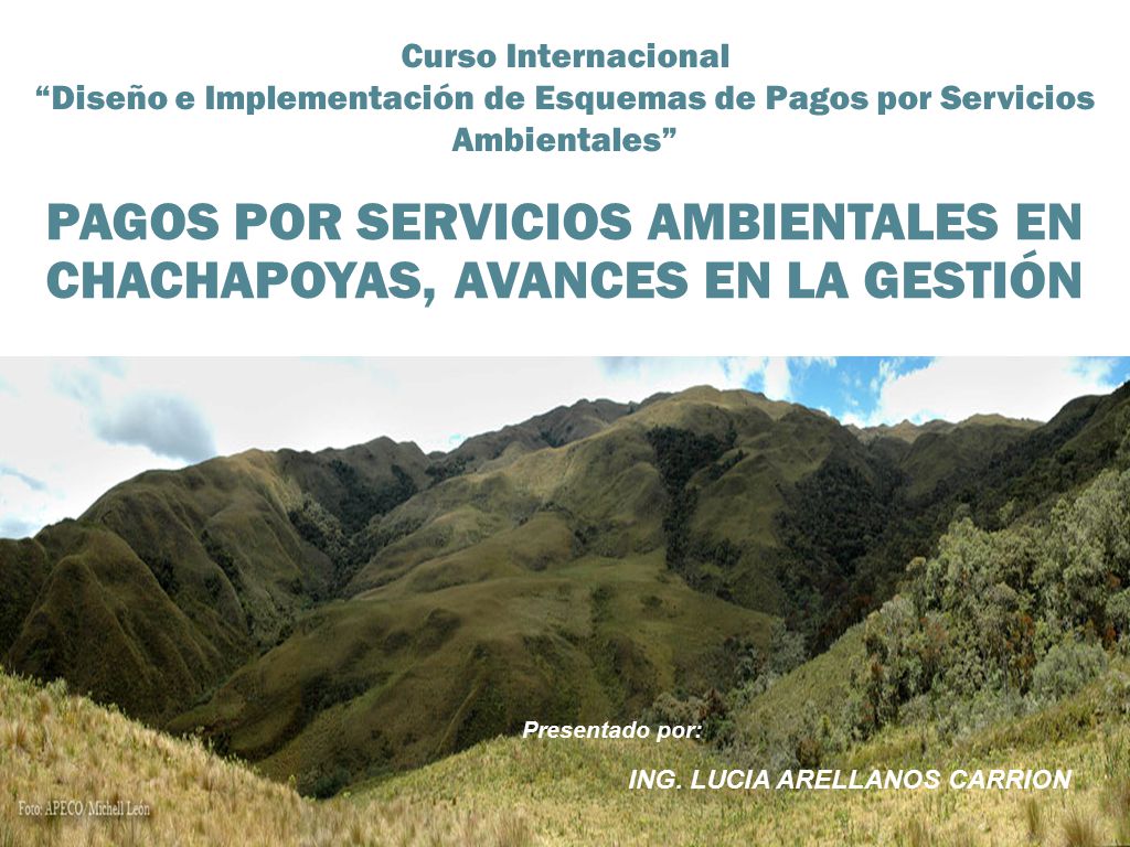 PAGOS POR SERVICIOS AMBIENTALES EN CHACHAPOYAS, AVANCES EN LA GESTIÓN