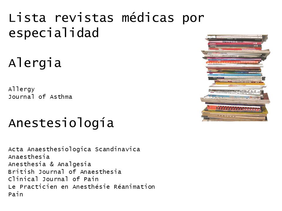 Lista revistas médicas por especialidad