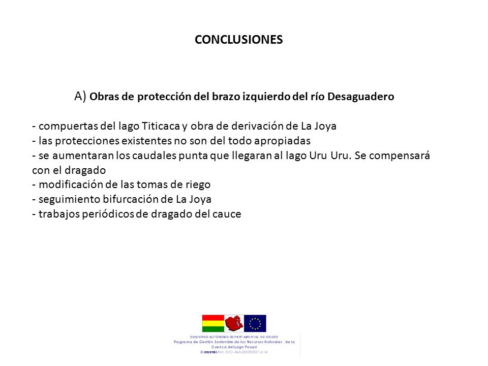 A) Obras de protección del brazo izquierdo del río Desaguadero