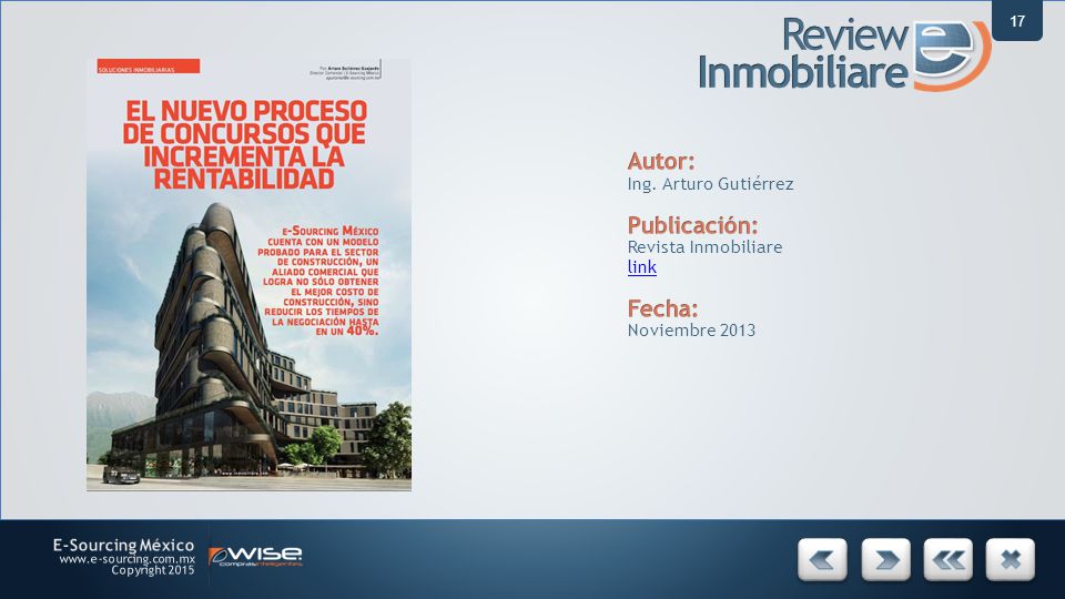 Review Inmobiliare Autor: Publicación: Fecha: Ing. Arturo Gutiérrez
