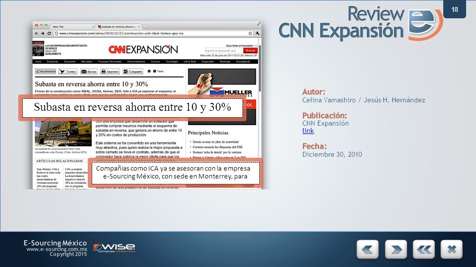 Review CNN Expansión Subasta en reversa ahorra entre 10 y 30% Autor: