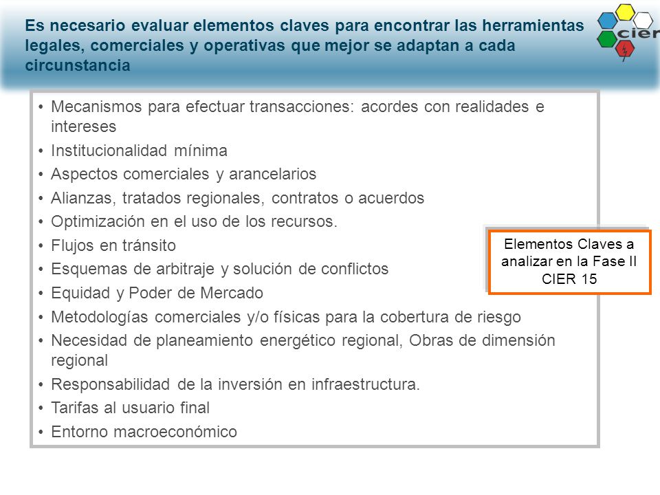 Elementos Claves a analizar en la Fase II CIER 15