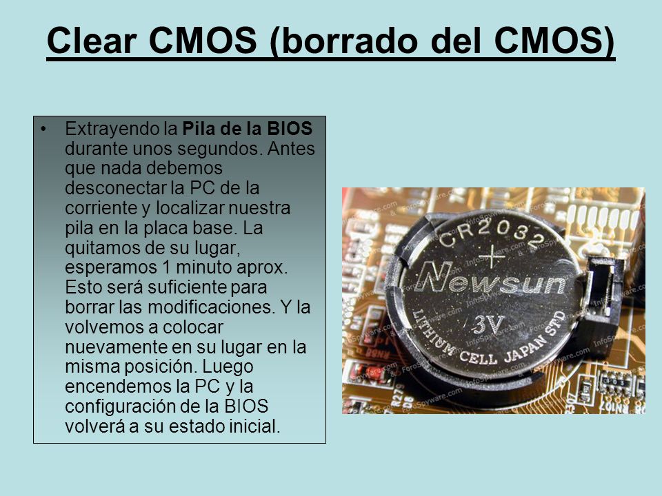 Clear CMOS (borrado del CMOS)