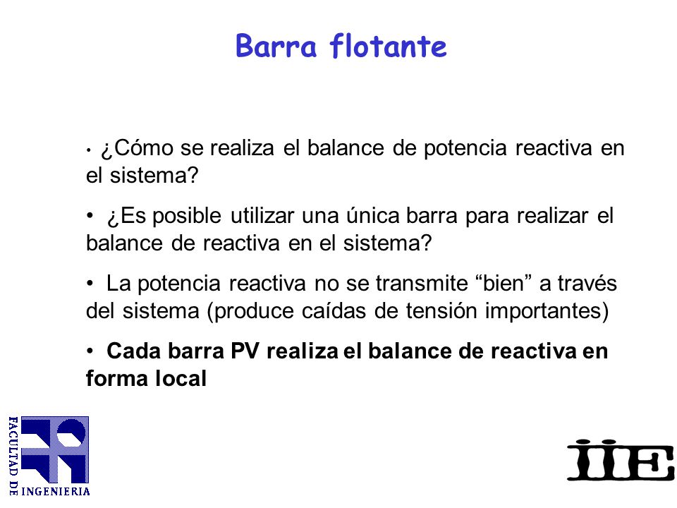 Barra flotante ¿Cómo se realiza el balance de potencia reactiva en el sistema