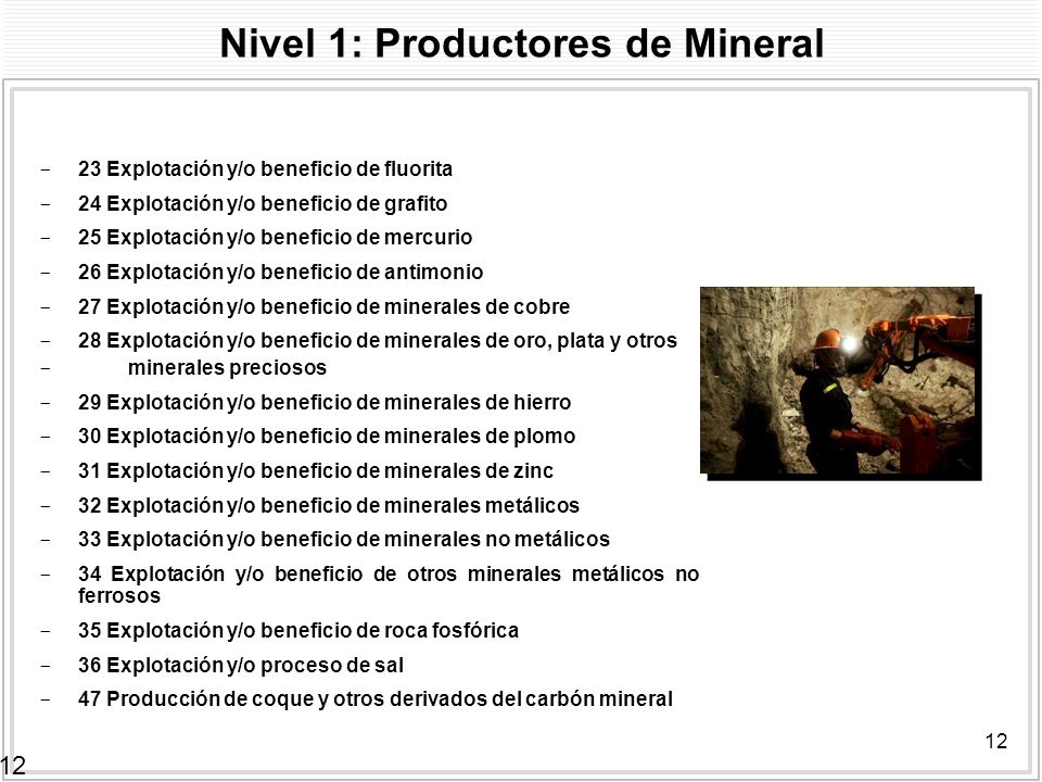 Nivel 1: Productores de Mineral